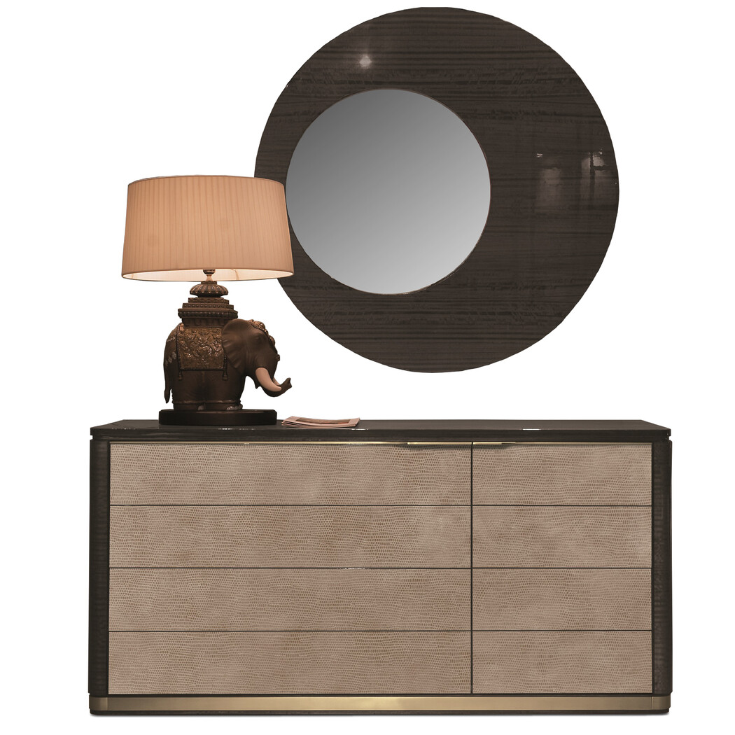 CÓMODA DOBLE (Tapa madera & Frente piel)